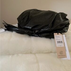 Rebecca Minkoff Ruched Black Metallic Clutch. MSRP $98